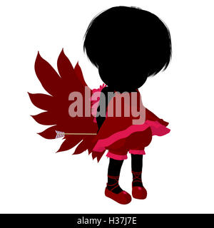 Peu Cupidon Girl Illustration Silhouette Banque D'Images