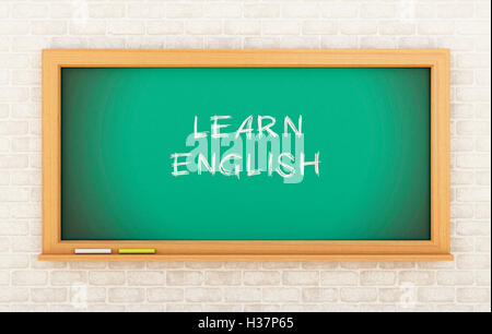 3D Illustration. Tableau sur l'apprentissage de l'anglais. Concept de l'éducation. Banque D'Images