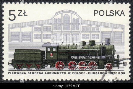 Un timbre-poste imprimé en Pologne, la locomotive à vapeur montre Tr 21, 1920, vers 1978 Banque D'Images