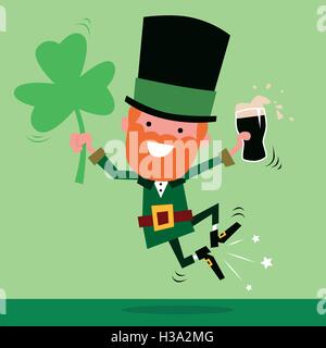 Leprechaun Célébration de St Patrick's Day Illustration de Vecteur