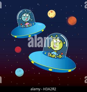 Les soucoupes volantes exotiques Illustration de Vecteur