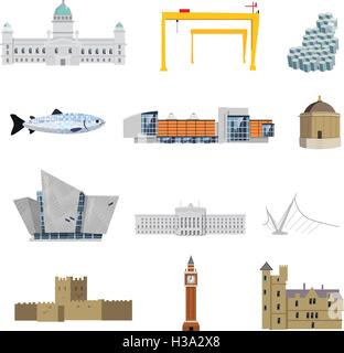 Les attractions de l'Irlande du Nord Illustration de Vecteur