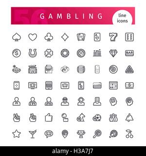 Jeu Casino Ligne Icons Set Illustration de Vecteur