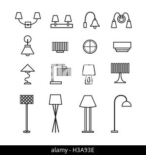 Vecteur de la lampe, applique, lampe de bureau, lampe de table, lampe décorer icon set Illustration de Vecteur