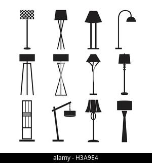 Vecteur de la lampe, lampadaire, lampe à décorer icon set Illustration de Vecteur