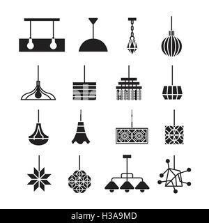 Lampe suspendue Vector, Vector, lustre décorer icon set Illustration de Vecteur