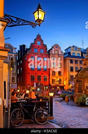 La place Stortorget à Gamla Stan, la vieille ville de Stockholm, Suède. Banque D'Images