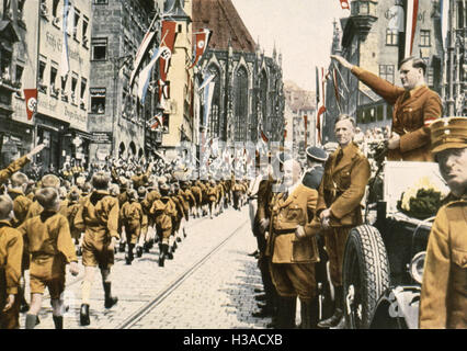 Les membres de la jeunesse hitlérienne pendant la Nuremberg Banque D'Images