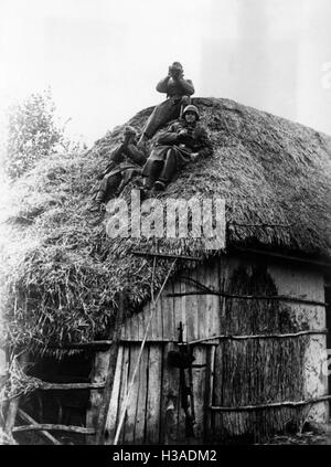 L'observateur de l'artillerie allemande sur le front de l'Est, 1941 Banque D'Images