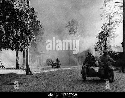 Moto allemand l'infanterie sur le front de l'Est, 1941 Banque D'Images