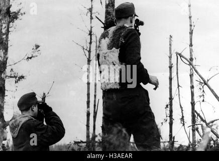 Dans l'observateur d'artillerie allemande la Courlande, 1945 pont Banque D'Images