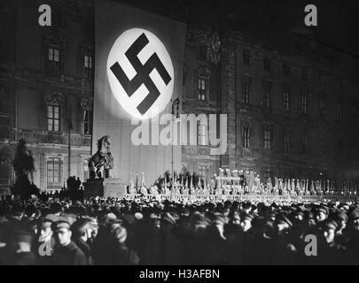 Rallye nazi devant le Palais de la ville de Berlin, 1936 Banque D'Images