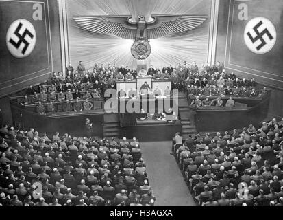 Le discours de Hitler devant le Reichstag à Berlin l'Opéra Kroll, 1941 Banque D'Images