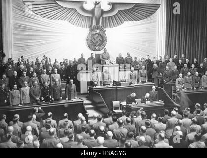 Dans la session du Reichstag Kroll Opera House de Berlin, 1942 Banque D'Images
