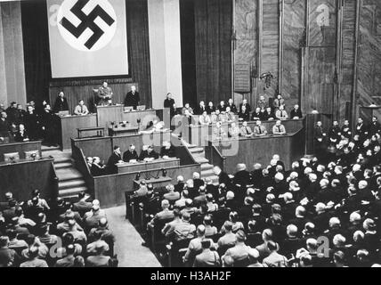 Hermann Goering à l'ouverture de l'Opéra Kroll dans le Reichstag à Berlin, 1933 Banque D'Images