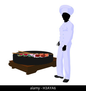 African American Art Chef Illustration Silhouette Banque D'Images