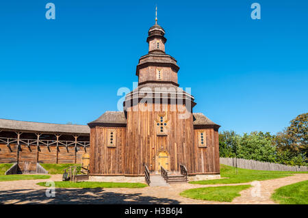 Église en bois reconstruite. Dans les années 1669-1708 Baturyn forteresse fut la résidence des trois Hetmans ukrainiens Banque D'Images