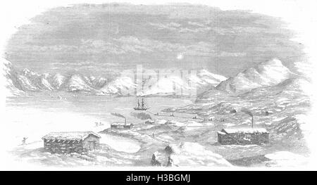 Mine de plomb du Groenland et de la cryolithe, dans Arksul fiord 1856. L'Illustrated London News Banque D'Images