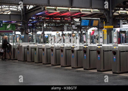 Barrières automatiques de billets à la Gare de l'Est, de la gare, Paris, Ile-de-France, France Banque D'Images