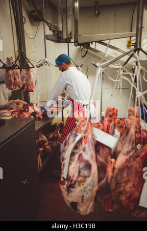 Dans la viande de boucherie salle de stockage Banque D'Images