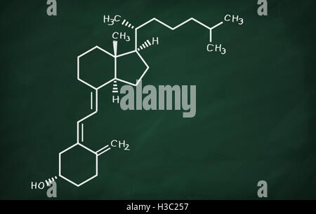 Modèle structural de molécule de vitamine D3 sur le tableau noir. Banque D'Images