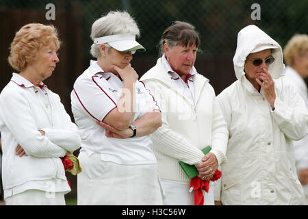 De gauche à droite : Sheila Endean, Tess Clement, Ivy Ambrose, Stella Briton (Clockhouse) - Essex County Womens Bowls Association 1/4 de finale (4) à grande Baddow, Chelmsford - 13/07/07 Banque D'Images