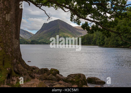 Buttermere, à l'Est, vers Honister Pass and Fleetwith Pike, Lake District, Cumbria, Angleterre Banque D'Images