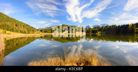 Paysage panoramique en Bavière avec montagnes du Karwendel et du lac Banque D'Images