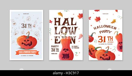Des affiches avec des citrouilles Halloween Illustration de Vecteur
