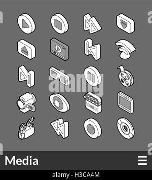 Grandes lignes isométriques icons set Illustration de Vecteur