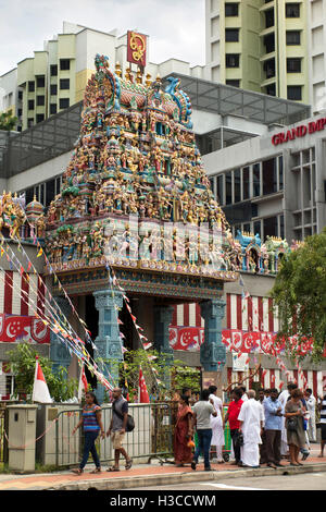 Singapour, Little India, Serangoon Road, Temple Sri Veeramakaliamman Banque D'Images