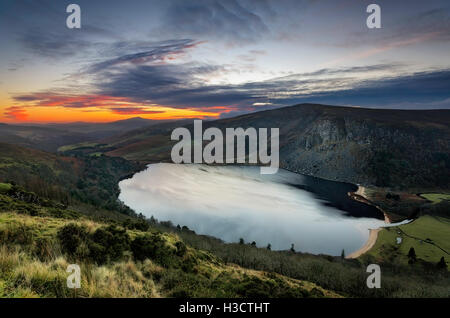 Coucher du soleil dans les montagnes de Wicklow, Irlande Banque D'Images