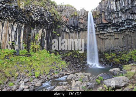 Cascade de Svartifoss Parc national du Vatnajökull Skaftafell Banque D'Images