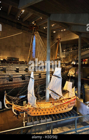 L'intérieur Musée Vasa (Vasamuseet), Djurgarden, Stockholm, Suède. Banque D'Images