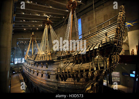 L'intérieur Musée Vasa (Vasamuseet), Djurgarden, Stockholm, Suède. Banque D'Images