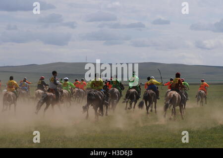 Courses hippiques pendant le festival Nadaam, Mongolie. © Kraig Lieb Banque D'Images