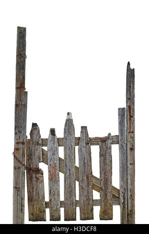 Ancien Patiné gris ruine rurale isolée porte en bois Jardin clôture en bois gris porte entrée libre vertical détaillé Banque D'Images