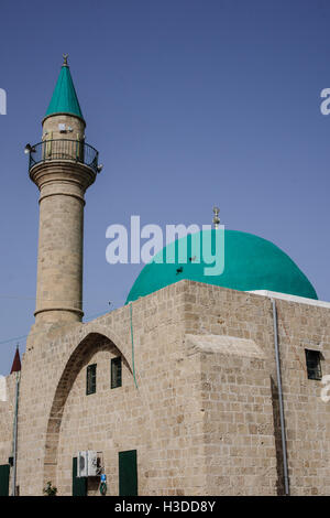 Sinan Basha Mosque (alBahr Mosquée) dans la vieille ville d'Acre, Israël Banque D'Images