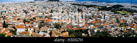 Grèce, Athènes. Vue d'Athènes depuis la célèbre Acropole. Banque D'Images