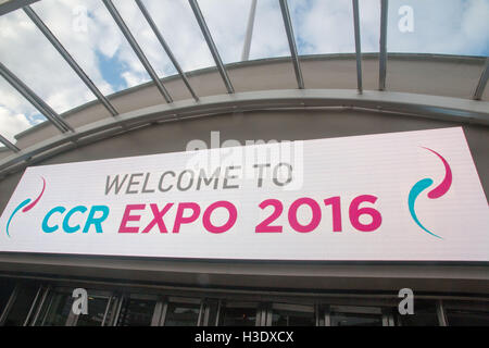 Olympia, Londres, Royaume-Uni. 6 octobre, 2016. Panneau de bienvenue à l'esthétique médicale en CCRexpo conférence Olympia Londres 2016 : Crédit d'WansfordPhoto/Alamy Live News Banque D'Images