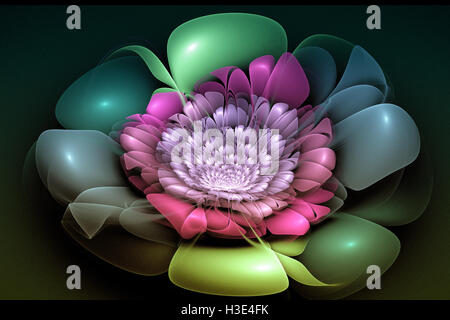 Abstract fractal image avec une fleur fantaisie forme irréelle et la beauté. Banque D'Images