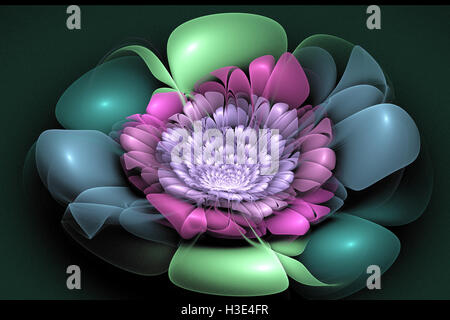 Abstract fractal image avec une fleur fantaisie forme irréelle et la beauté. Banque D'Images