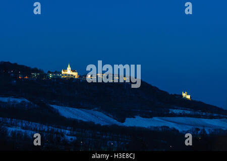 Wien, Vienne : l'église St. Joseph sur le Kahlenberg (à gauche) et Saint Leopold sur Leopoldsberg avec vignes, 19, Wien, Autriche. Banque D'Images