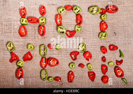 Année chaude, événements et voyage dans la nouvelle année, abstract background avec hot peppers Banque D'Images