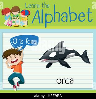 Jeu de la lettre O est pour l'illustration d'orca Illustration de Vecteur