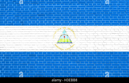 Drapeau officiel national du Nicaragua. Symbole patriotique, bannière, élément, arrière-plan. Les dimensions exactes. Bonne taille, couleurs. Banque D'Images