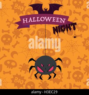 Sur spider Big Scary Halloween card Illustration de Vecteur