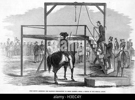 JOHN BROWN (1800-1859) en cours d'exécution près de Jefferson County Jail, Virginie, 2 décembre 1859 comme indiqué dans Frank Leslie's Illustrated Newspaper Banque D'Images