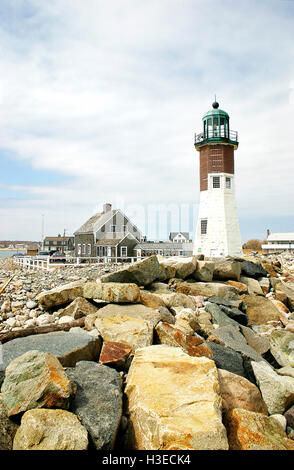 Scituate phare est situé sur la rive-sud de Boston son nom dérivé du mot indien pour 'cold brook'. Banque D'Images