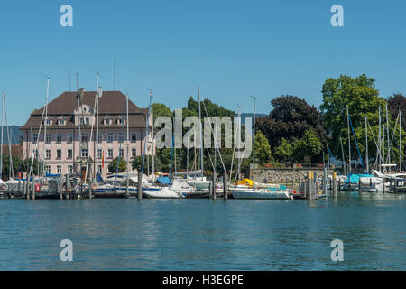 Marina sur l'île de Lindau, Lindau, Bavière, Allemagne Banque D'Images